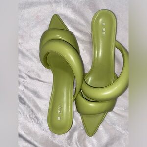 JW PEI Sara Mule Heels- Lime Green